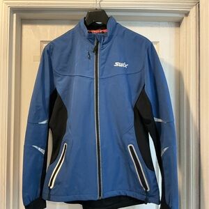 Mens SWIX Athletic Jacket large Blue and Black Jacket GUC